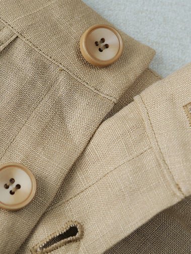 Casual A-Line Plain Mid-Length Linen Skirt