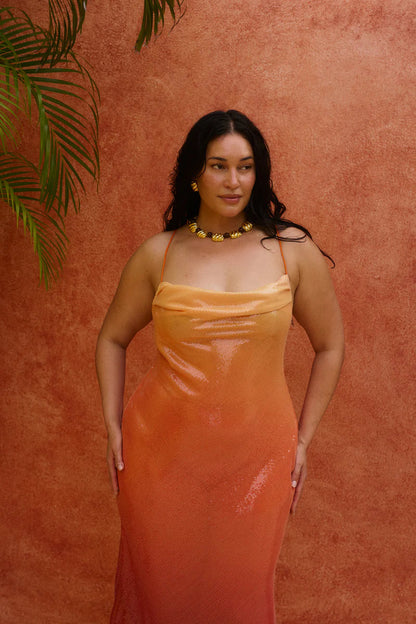 Sunset Ember Sequin Gown