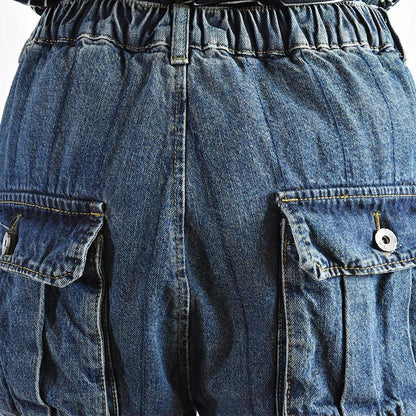 Winter Oversized Cotton Elastic Waist Plush Jeans