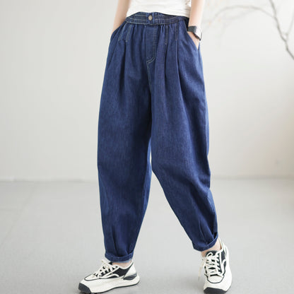 Summer Autumn Solid Loose Cotton Harem Jeans