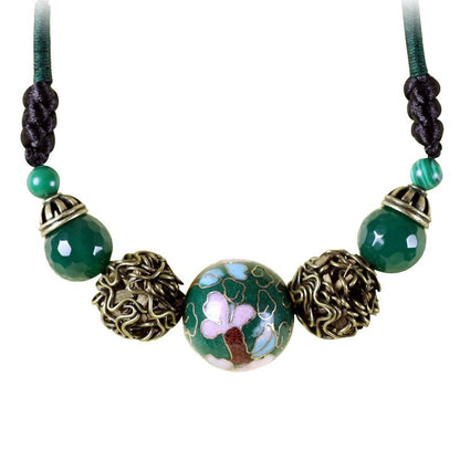 Retro Delicate Cloisonne Short Necklace