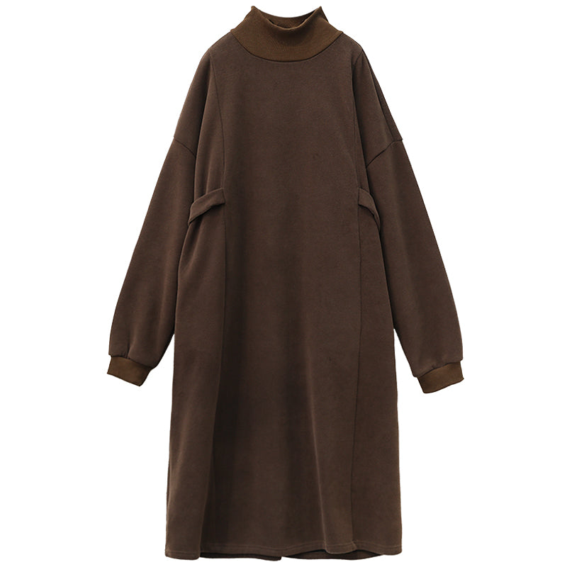 Autumn Winter Furred Turtleneck Casual Dress