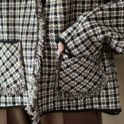 Fashionable Double-Sided Woolen Short Frayed Coat