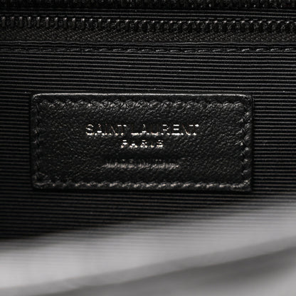 Grain De Poudre Textured Mixed Matelasse Large Triquilt Monogram Monochrome Satchel Black