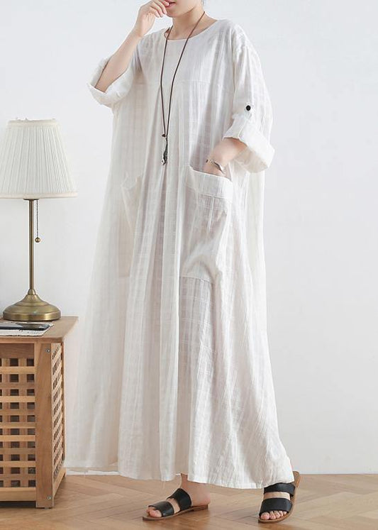 DIY o neck Batwing Sleeve cotton summerTunics Outfits white Robe Dresses