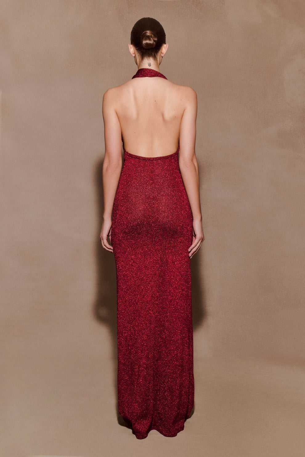 Halter Cross Ruched Sequin Mermaid Gown