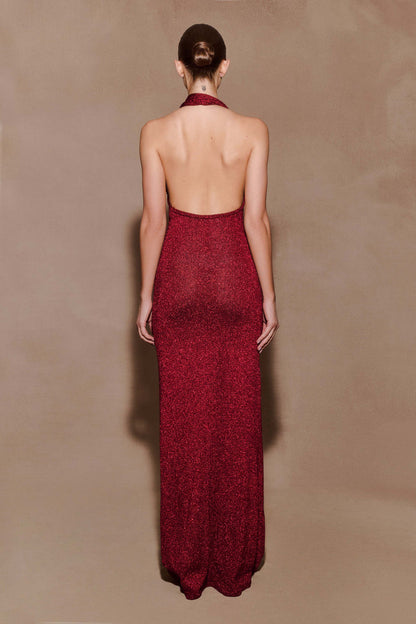 Halter Cross Ruched Sequin Mermaid Gown