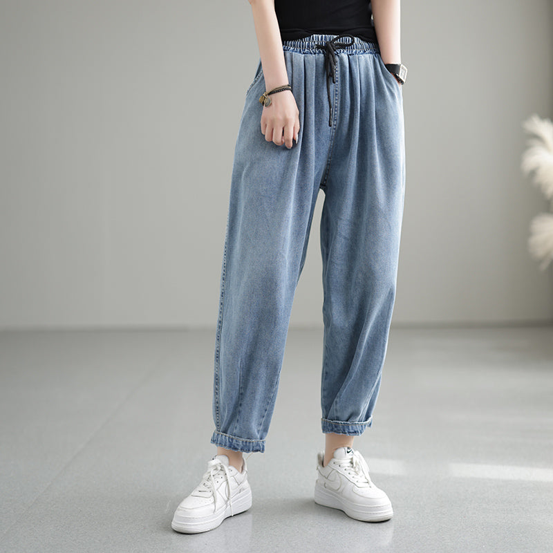 Women  Summer Plain Cotton Jeans
