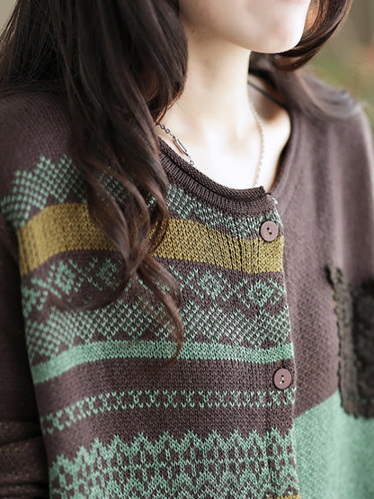 Women Autumn Patchwork Casual Loose Sweaters