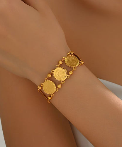 Fine Gold Sterling Silver Overgild Double-Layer Coin Charm Bracelet