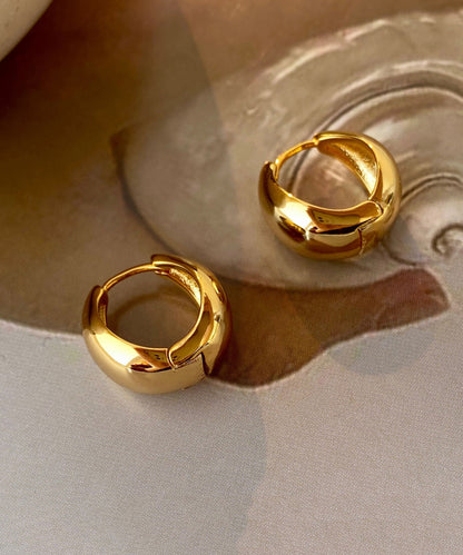 European And American Gold Water Drop Metallic Ring Earrings