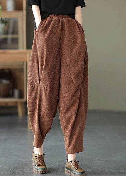 Italian Red Pockets Patchwork Corduroy Pants Trousers
