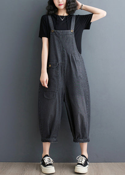 Casual Blue Oversized Denim Jumpsuits Summer