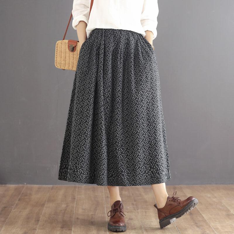 Retro Floral Patchwork High Waist Cotton Skirt