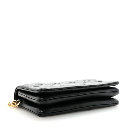 Lambskin Embossed Monogram Pochette Coussin Black