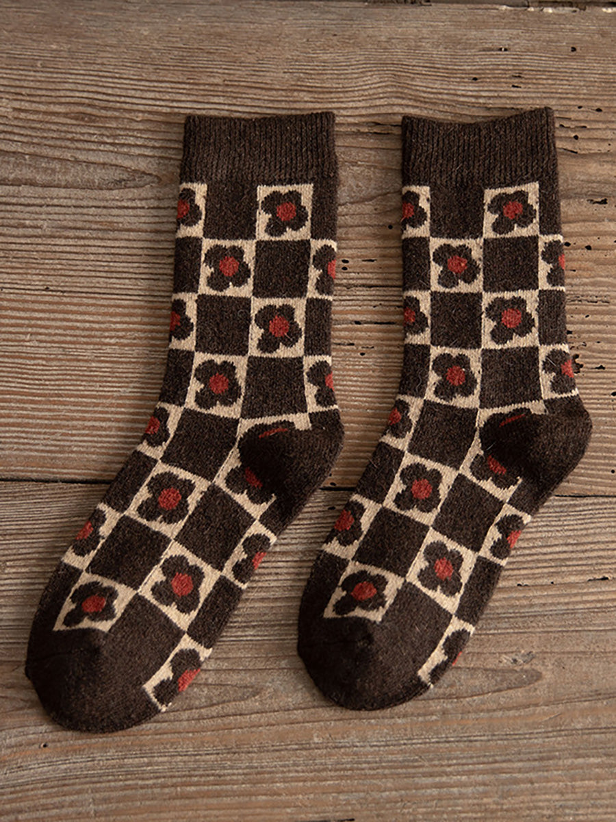 6 Pairs Women Winter Warm Mid Tube Thickened Wool Socks