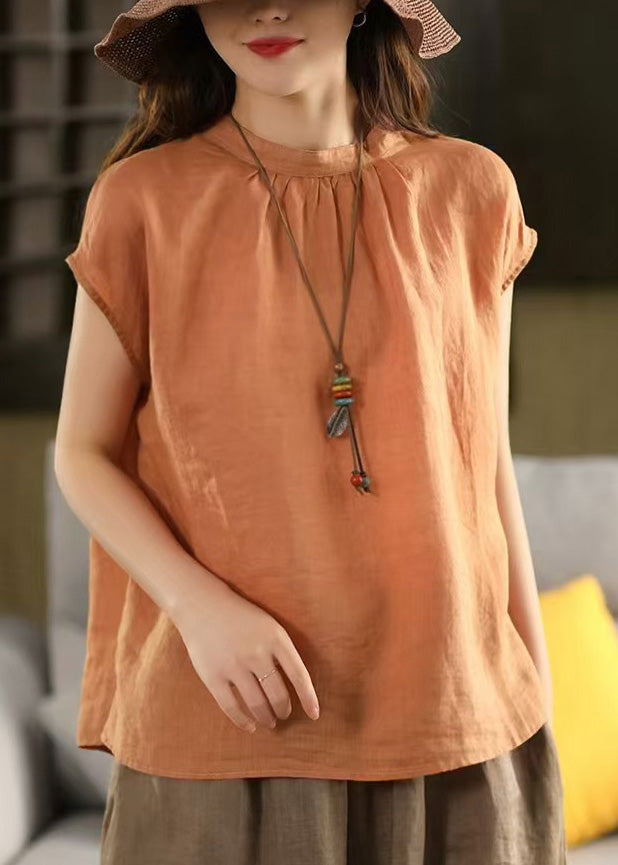 Loose Pink Button Wear On Both Sides Linen Shirt Summer