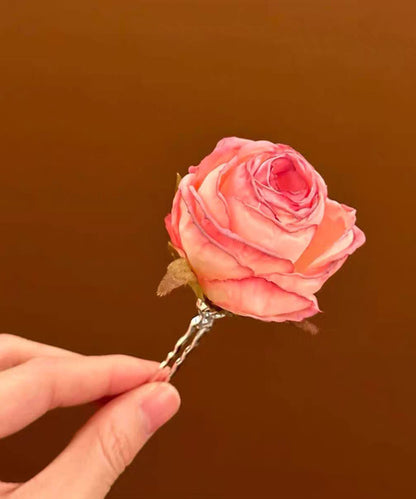 Cute Pink Alloy Rose A Pair Hairpin