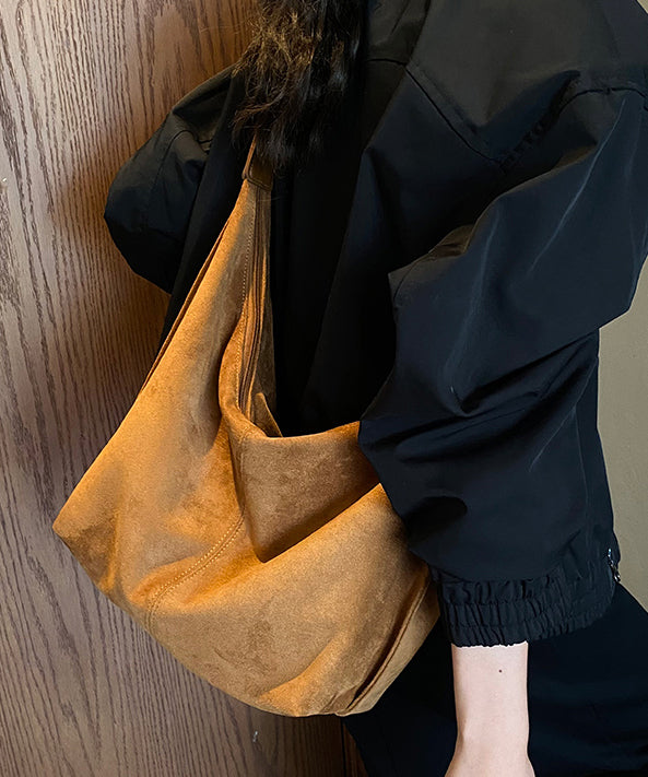 Boutique Coffee Suede Large Capacity Shoulder Bag