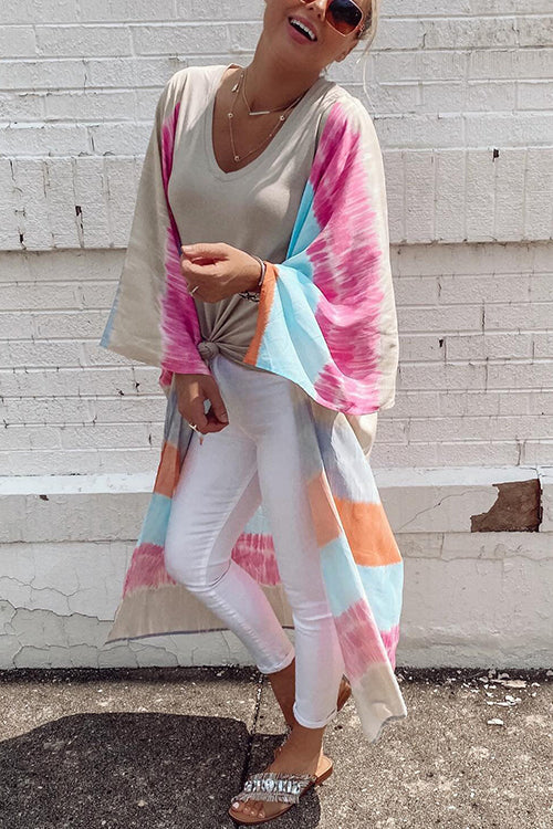 Tie Dye Stripe Kimono