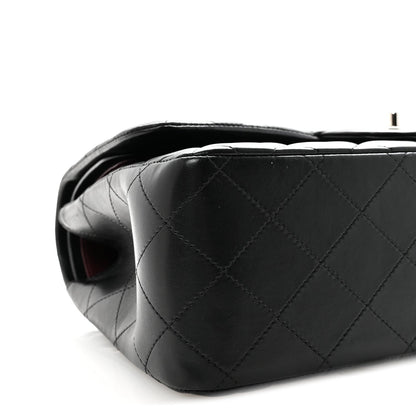 Lambskin Quilted Jumbo Double Flap Black