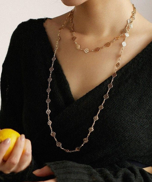 Beautiful Gold Copper Overgild Hollow Out Carving Necklace