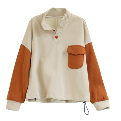 Winter Casual Color Matching Loose Furred Sweater