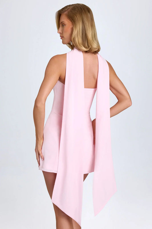 Scarf-Detail A-Line Mini Dress In Blush