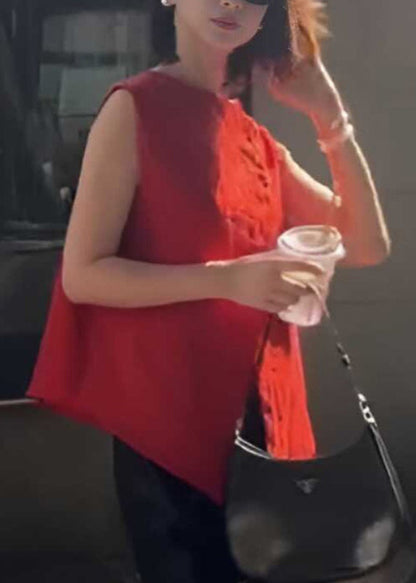 New Red O-Neck Wear On Both Sides Solid Tank Summer