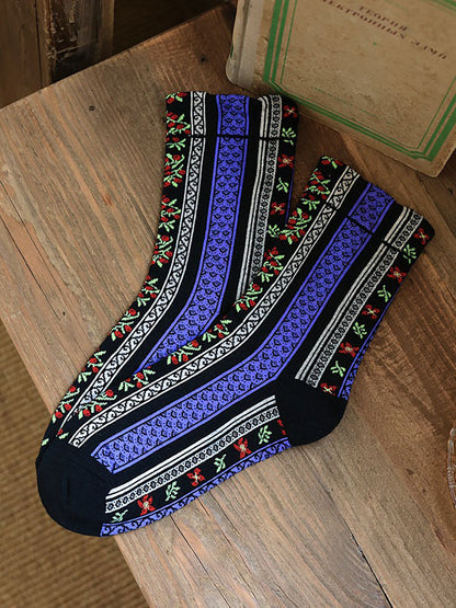 5 Pairs Women Vintage Floral Socks