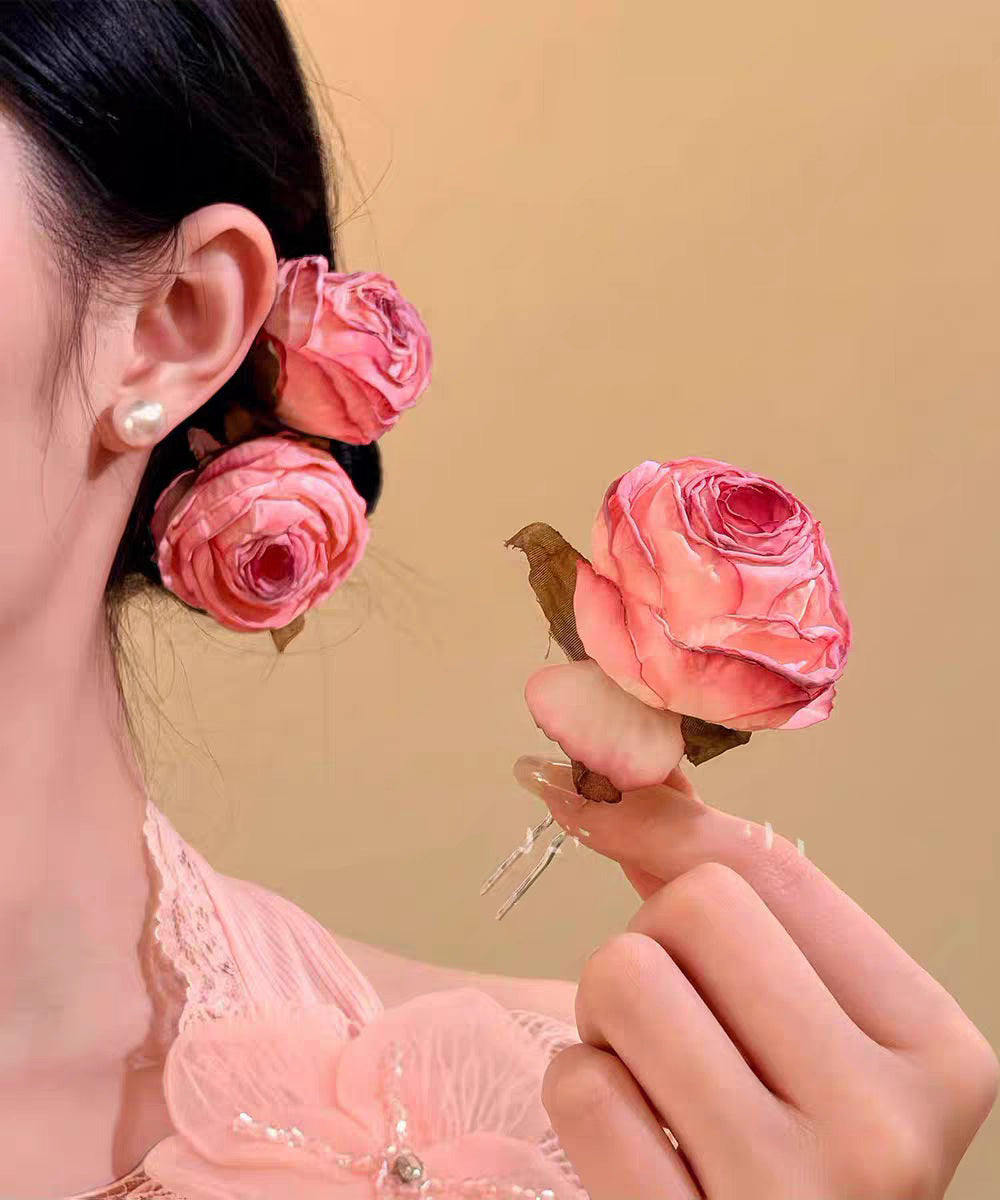 Cute Pink Alloy Rose A Pair Hairpin