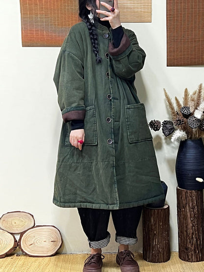 Women Winter Thickened Stand Collar Long Padded Coat
