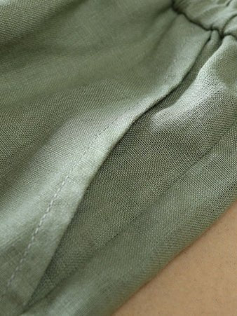 Casual Solid Color Ninth Lantern Linen Pants