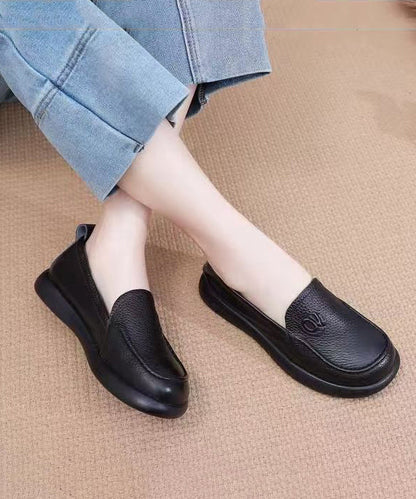 Comfy Loafers For Women Black Cowhide Leather