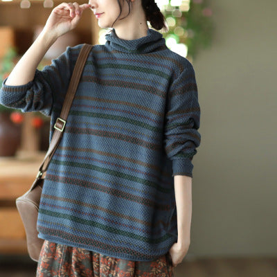 Vintage Cotton Knit Jacquard Turtleneck