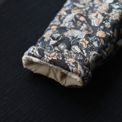 Stand Collar Floral Jacket Coat With Pockets