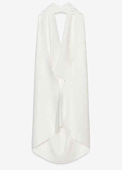 Original White Backless Solid Tops Sleeveless