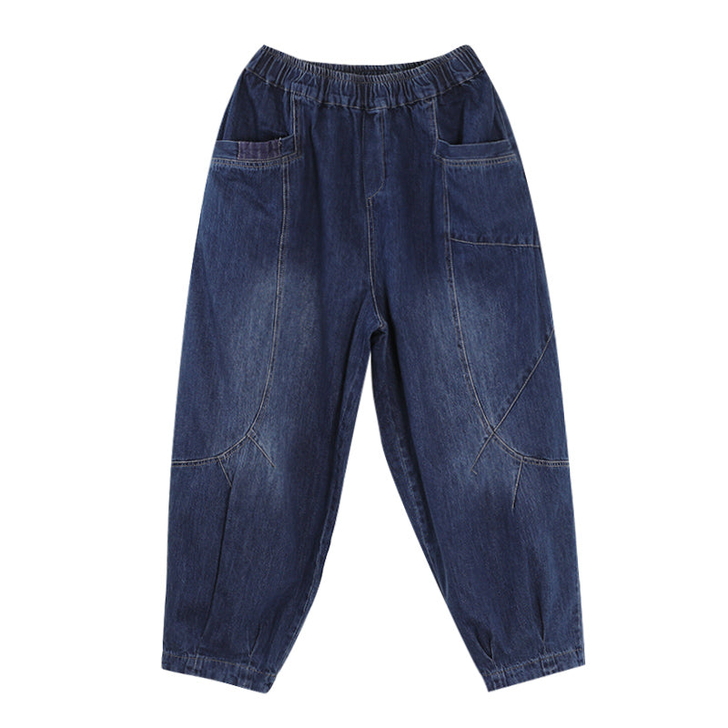 Summer Autumn Loose Casual Retro Patchwork Cotton Jeans