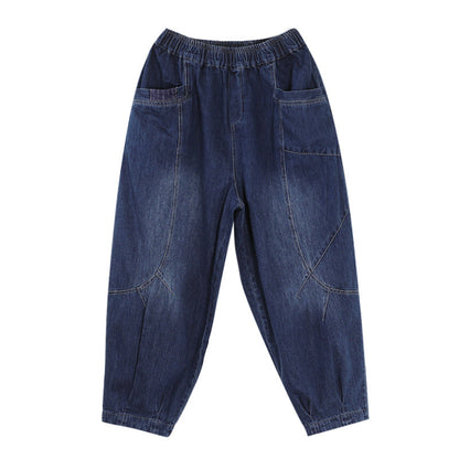Summer Autumn Loose Casual Retro Patchwork Cotton Jeans