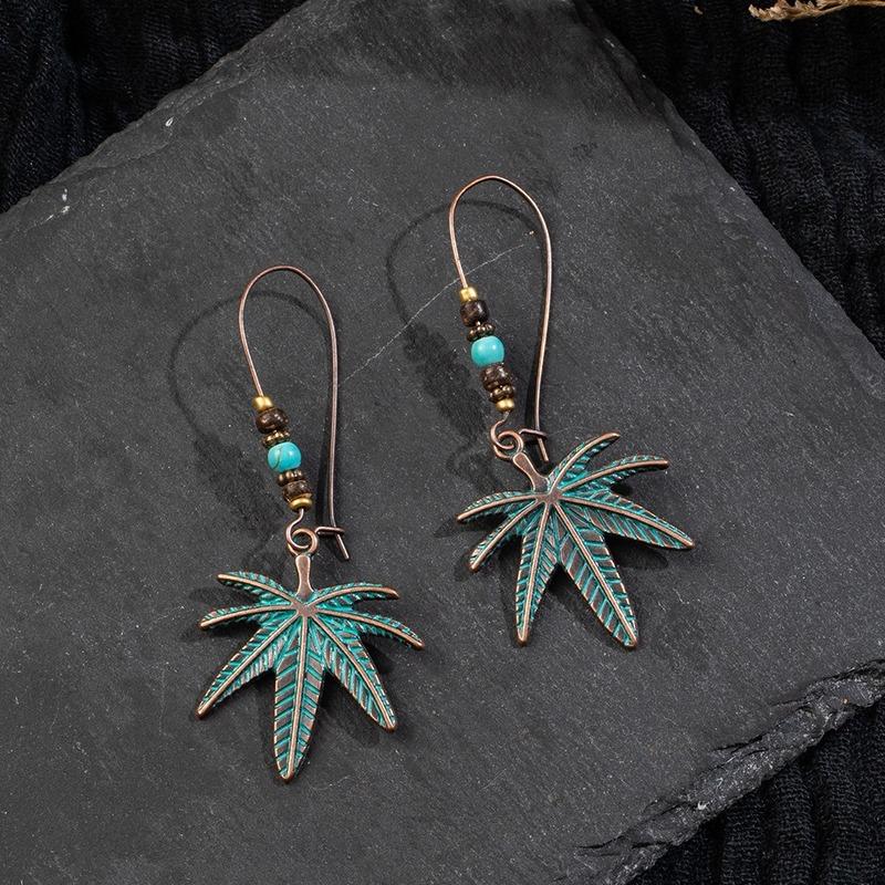 Bohemian Maple Leaf Stud Earrings