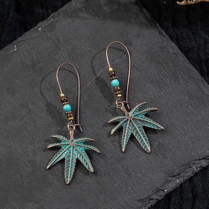 Bohemian Maple Leaf Stud Earrings