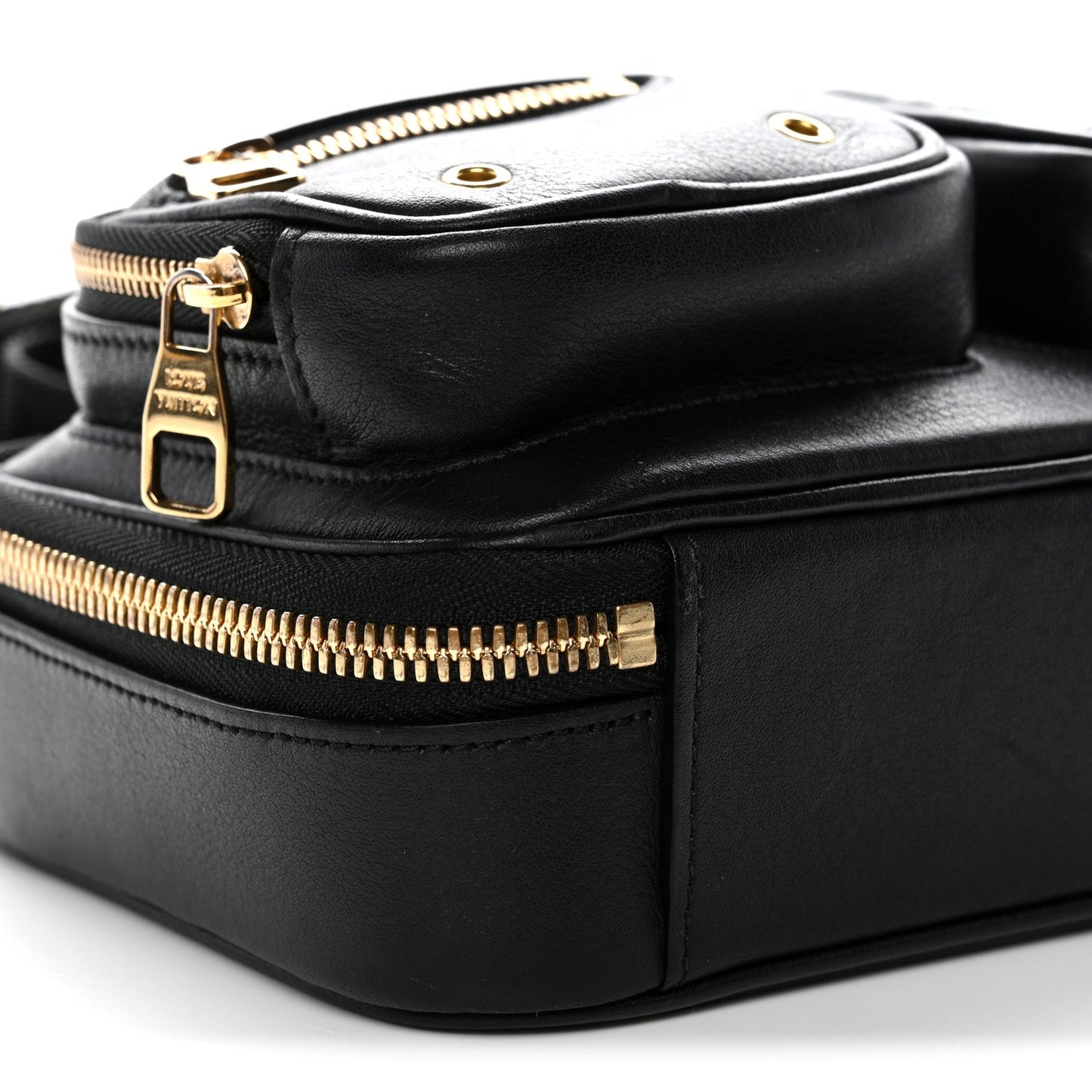 Calfskin Monogram Embossed Utility Crossbody Black