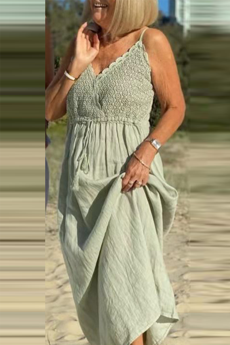 Casual Solid Split Joint Spaghetti Strap Straight Dresses