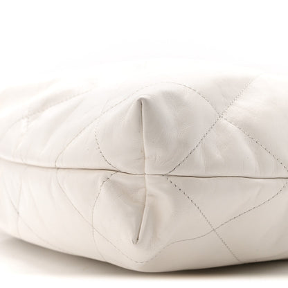 Shiny Calfskin Quilted Small Rainbow Chanel 22 White