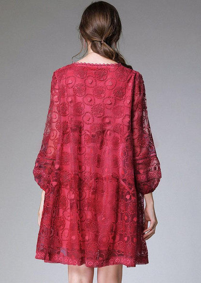 Mulberry O-Neck Tulle Spring Cute Long Sleeve Maxi Dress