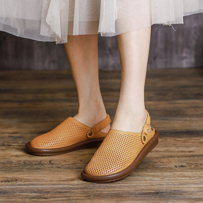 Women Vintage 2022 Hollow Leather Casual Sandals/Slippers