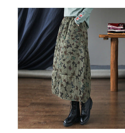 Vintage Patchwork Floral Large Thermal A-Line Skirt
