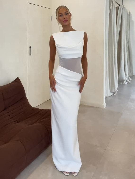 Sexy Sleeveless Stitching See-through Dress