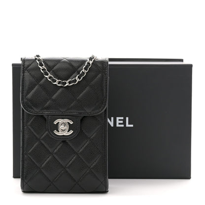 Caviar Quilted Classic Phone Holder Black