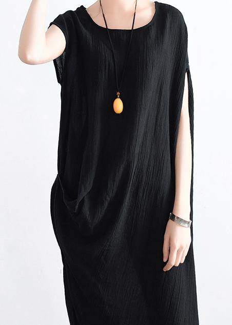 2021 Summer New Cotton Hemp Art Loose Asymmetric Dress